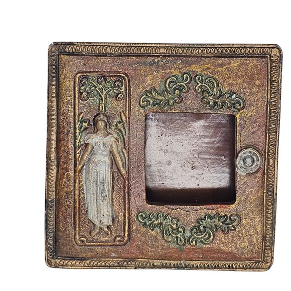 Antique Art Deco Matchbox Holder With Painted Relief Design - Picture 1 of 8